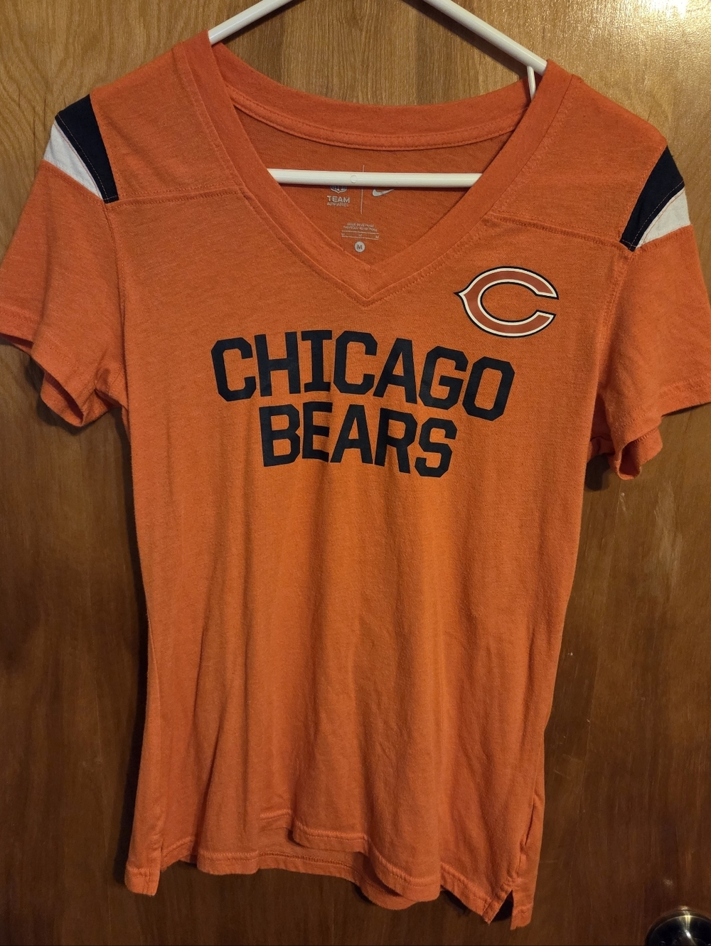 Nike Orange Chicago Bears V-Neck Tee with Navy Accents